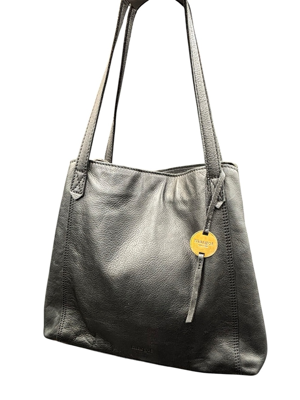 Margot New York Black Genuine Leather Tote Shoulder Bag